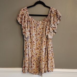 Floral Ruffle Sleeve Women's Dress